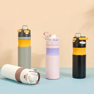 Flip Top Thermos Beker Verdikte Sport Grote Capaciteit Stro Cup Grote Capaciteit Draagbare Dubbele Drinkwaterfles