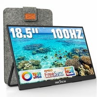 Moniteur portable ultra-fin 18,5 pouces 100 Hz FHD 1080P IPS, extension d'écran d'ordinateur portable USB C HDMI pour PC de travail