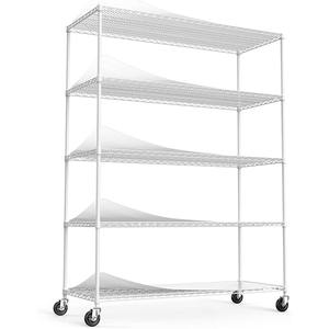 Móvil de recubrimiento en polvo de alambre de <span class=keywords><strong>rack</strong></span> 6-de estante de acero ajustable estanterías de alambre pesado estanterías de alambre con ruedas - Product Image 3
