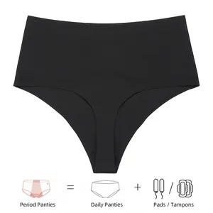 High Rise Thong Period Underwear Seamless Period Thong Culotte Menstruelle Leak Proof Menstrual Period Panties For Women