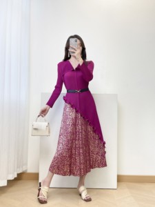 Vestido plisado elegante <span class=keywords><strong>de</strong></span> gama alta: tamaño estándar, adecuado <span class=keywords><strong>para</strong></span> fiestas y citas, vestido <span class=keywords><strong>de</strong></span> talla grande - Product Image 3