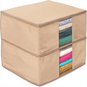 Sac de rangement rectangulaire transparent pour vêtements avec poignée, protège contre les mites, la saleté et la poussière, rangement sous le lit pour pulls en cachemire et literie - Product Image 1