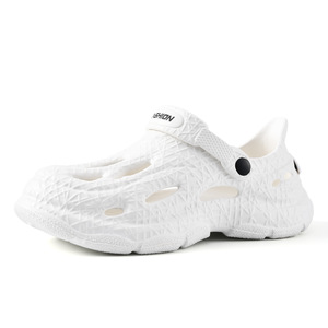 Men's White EVA <b>Clogs</b> Thick Sole Anti Slip Breathable Hollow Design Summer Beach Wear Height Increasing Casual Shoes - Product Image 5