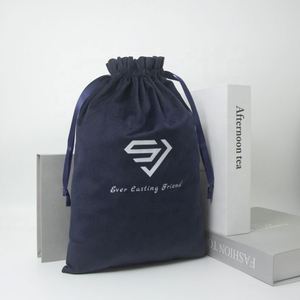 Custom logo Blue Velvet Gift Storage Pouch Dust <b>Packaging</b> <b>Bag</b> with logo - Product Image 2