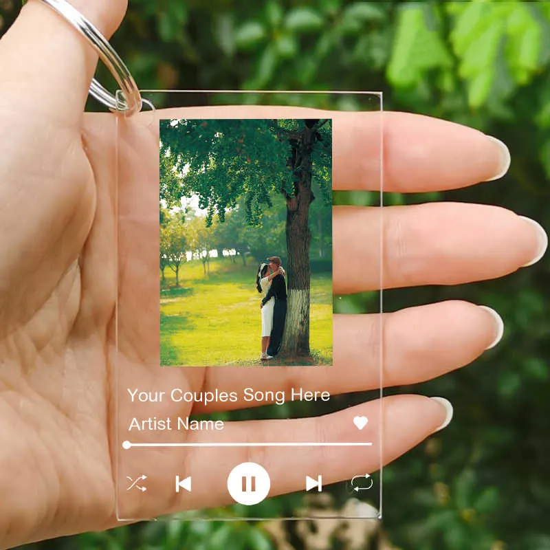 DIY Acrylic Bening Musik Plakat Disesuaikan Spotify Lagu Gantungan Kunci untuk Hadiah Promosi