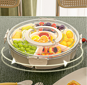 Organizador Giratorio para Comida, Aperitivos, Galletas y Especias, <span class=keywords><strong>Bandeja</strong></span> de Servicio Dividida, Contenedores de Fruta, <span class=keywords><strong>Nevera</strong></span>, Caja de Almacenamiento Dividida - Product Image 2