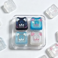 Custom Epoxy Resin Cat Shape Jelly Keycaps Black/Blue/Pink Single ESC Keycaps for Fidget Toy and Mx Switch Mechanical Keyboard