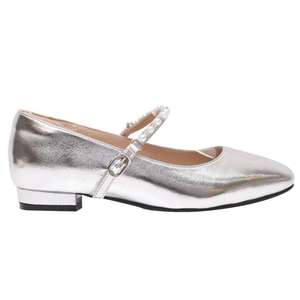 2CM Silver Leather Chunky Loafer Flats <b>Shoes</b> Comfortable and Stylish - Product Image 1