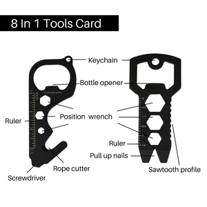 Bán Chạy Nhất Dụng Cụ Mở Chai Mini 8 Trong 1 Cắm Trại Ngoài Trời Tiện Dụng Dụng Cụ EDC Đa Chức Năng Bằng Thép Không Gỉ Thẻ - Product Image 2