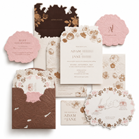 Set Undangan Pernikahan Salib Malaikat Floral Mewah Buatan Tangan dengan Desain Embos, Kertas Premium, dan Amplop Elegan