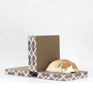 Corrugated Cardboard Cat <b>Scratching</b> Board <b>Square</b> Folding Geometric Pattern Paw Play Toy 1 Level - Product Image 5
