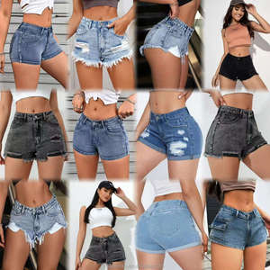 Vente <span class=keywords><strong>en</strong></span> gros usine : Jeans sexy taille haute pour femmes et shorts <span class=keywords><strong>en</strong></span> <span class=keywords><strong>jean</strong></span> décontractés taille mi-haute coupe droite pour l'été, technique délavée - Product Image 6