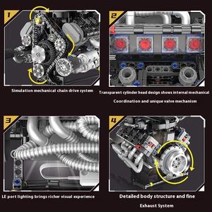 Ensemble de blocs de construction moteur V8 <span class=keywords><strong>jouet</strong></span> <span class=keywords><strong>en</strong></span> plastique à l'échelle 1:24 compatible avec Lego0 pour assemblage de puissance de modèle de moteur de voiture pour garçons - Product Image 2
