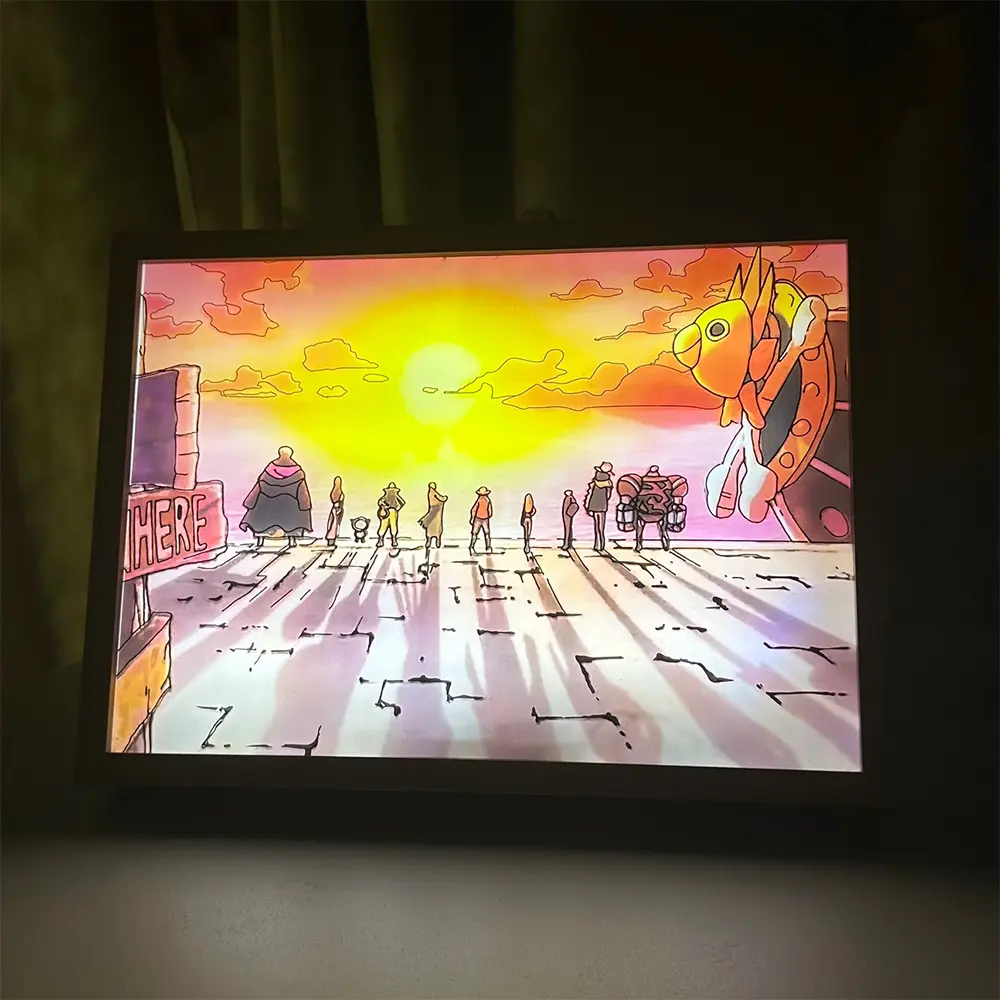 Creative Anime Light Box Template Paper Craft The One Piece Led Strips Light Painting Wall Decor Art Light Art