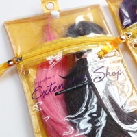 Pochette de rangement transparente personnalisée en satin pour perruques et extensions capillaires avec fermeture éclair et cintre