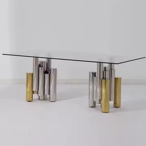 Europäischer <span class=keywords><strong>TV</strong></span>-Tisch mit Luxuriöser Metallbasis Glas und Edelstahl für Zuhause Schlafzimmer Küche Esszimmer mit Aufbewahrungsfunktion - Product Image 2
