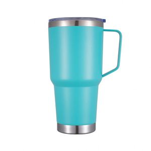 Powder Coated 30Oz Travel Car <b>Large</b> Capacity Stainless Steel Double Wall Ice King Vacuum Insulated Tumbler Mug <b>Cup</b> With Handle - Product Image 4