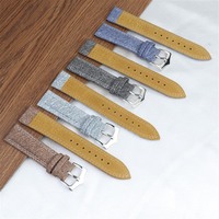 Bracelet de montre en cuir véritable souple et toile, style vintage en denim, accessoires pour montre connectée, bracelet de montre OEM ODM
