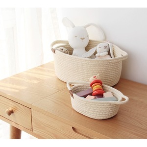 Nordic-style cotton <b>storage</b> <b>basket</b> for bedroom, suitable for changing clothes, <b>toys</b>, dirty laundry, snacks, and baby items. - Product Image 3