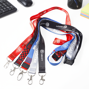 高品質カスタムエコフレンドリーポリエステル昇華型キーホルダーネックストラップ、フック付き伸縮式ツールランヤード（航空機使用可） - Product Image 1