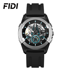 Montre mécanique automatique pour homme FIDI, cadran squelette, sport, étanche, bracelet en silicone - Product Image 1