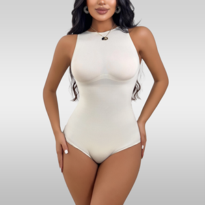 Grande Promotion Débardeur Gainant <span class=keywords><strong>Sans</strong></span> Coutures et <span class=keywords><strong>Sans</strong></span> Manches pour Femmes, Bodys Grande Taille Col Tendance pour Usage Quotidien, Fournisseur de Tissus en Gros - Product Image 1