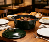 Ensemble de casseroles et marmites en fonte émaillée polie pour cuisine domestique, avec couvercle