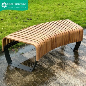 <b>Leisure</b> Chair Outdoor Stainless Steel Curved <b>Bench</b> Finished Chair Scenic Areas Parks Squares Tree-side Chair Imitation Wood - Product Image 2