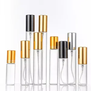 Botella pequeña y transparente de 3ml, 5ml, 10ml, probador de Perfume, espray de cristal, con embalaje de caja