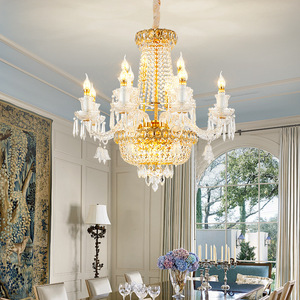European Style Crystal Chandelier 24K Electroplated Multi Head LED <b>Light</b> For Living Room Hotel Decor - Product Image 2