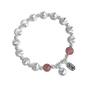 S925 Sterling Silver Beaded <b>Bracelet</b> With Strawberry Quartz And Cat's Eye <b>Beads</b> For Women Everyday Wear - Product Image 5