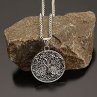 Pendentif vintage au charme nordique, amulette ronde, collier rond, bijoux rétro nordiques pour hommes et femmes