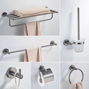 Porte-serviettes moderne et épuré en nickel électrolytique avec étagère double pour salle de bain d'hôtel - Product Image 3