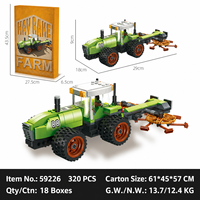 Set de Bloques de Construcción de Cosechadora de Crawler Verde Personalizada con Rodillo Móvil, Juguetes Educativos para Niños para Montaje DIY de Escenas de Granja