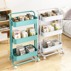 Đơn giản trọng lượng nhẹ nhựa giỏ lưu trữ Organizer tầng thường vụ đa mục đích Xe đẩy ba Tier Kệ Xe đẩy giỏ hàng - Product Image 2