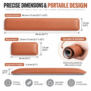 Ensemble repose-poignets ergonomique double face en cuir PU pour clavier et souris avec logo personnalisé, idéal pour cadeau promotionnel ou usage professionnel au bureau - Product Image 3
