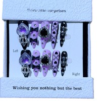 Y2K Heavy Industry Square Stiletto Coffin Punk Metal Diy Uñas postizas hechas a mano Manicura artificial Prensa usable en las uñas