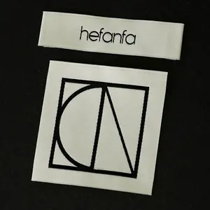 Etiqueta de marca de cetim damasco com logotipo personalizado, etiqueta personalizada de tecido para roupas, etiqueta personalizada com preço de fábrica