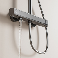 SANIVITAL Système de douche thermostatique mural à affichage numérique de haute qualité avec fonction pluie, eau chaude et froide, ensemble de douche pour salle de bain