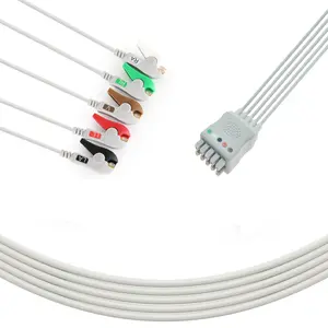 Kabel Leadwire E9002ZW/E9003CJ ECG leadwire 5-lead AHA Grabber ecg kualitas baik