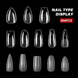 504 faux ongles en gel souple ABS, sans gravure, style français, couverture complète, à presser, extension d'ongles, kit en boîte - Product Image 4