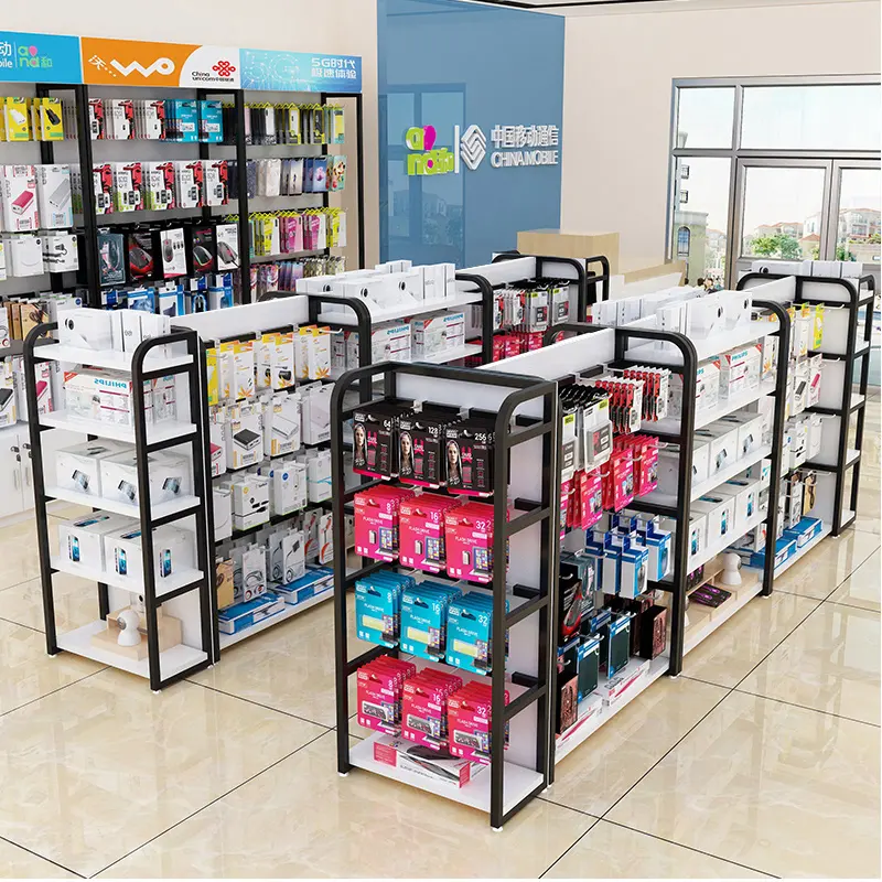 Mobile Phone Accessories Store Shelves Cosmetic Beauty Function Gondola Rack Cell Phone display shop shelving