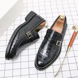 Chaussures Oxford à enfiler pour homme en cuir véritable, faites à la main, pour le bureau et la carrière, imperméables, respirantes, avec soutien de la voûte plantaire, noir et marron - Product Image 3