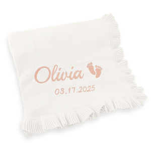 <span class=keywords><strong>Couverture</strong></span> pour bébé <span class=keywords><strong>nouveau</strong></span>-<span class=keywords><strong>né</strong></span> Pinuotu blanche, personnalisée avec le nom du bébé, logo personnalisé, volants, literie, <span class=keywords><strong>couverture</strong></span> en tricot chaude pour l'<span class=keywords><strong>hiver</strong></span>, à broder - Product Image 2