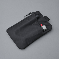 Pochette utilitaire mini noire résistante à l'eau avec logo personnalisé, en tissu Ripstop, double compartiment de rangement, mousqueton, service OEM pour accessoires EDC