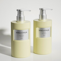 Flacon de shampooing rond en PET haut de gamme de luxe de 500 ml, flacon de gel douche, flacon de lotion pour le corps avec étiquette personnalisée pour l'emballage cosmétique