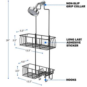2 Tier Stainless Steel Bathroom <strong>Shower</strong> Shelf Hanging Storage Rack <strong>Over</strong> <strong>the</strong> <strong>Door</strong> <strong>Shower</strong> <strong>Caddy</strong> With Hooks - Product Image 6