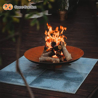 Brasero extérieur en acier corten pour jardin - Bol à feu rond rouge rouillé écologique avec chauffage personnalisé