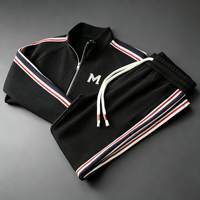 Ensemble de survêtement sport décontracté brodé haut de gamme pour hommes et femmes, en polyester tricoté à séchage rapide, deux pièces, motif uni, collection automne