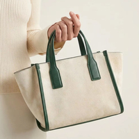 Sac fourre-tout en cuir véritable, design patchwork personnalisé, minimaliste, grande capacité, avec poignées latérales pour femmes, fabrication OEM ODM